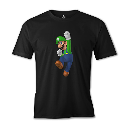 Mario & Luigi - Luigi  Siyah Erkek Tshirt