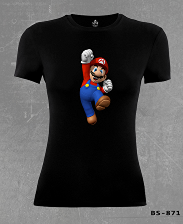 Mario & Luigi - Mario Siyah Bayan Tshirt