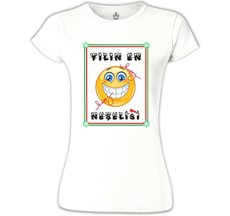 Yılın En Neşelisi Beyaz Bayan Tshirt