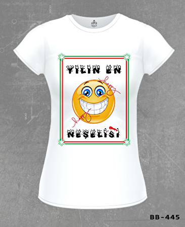 Yılın En Neşelisi Beyaz Bayan Tshirt