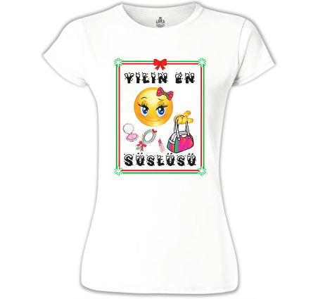 Yılın En Süslüsü Beyaz Kadın Tshirt