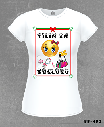 Yılın En Süslüsü Beyaz Kadın Tshirt