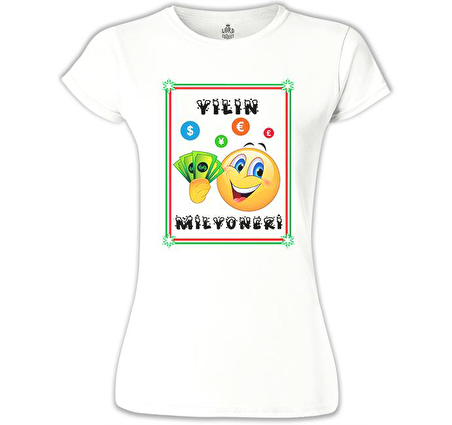 Yılın Milyoneri Beyaz Bayan Tshirt