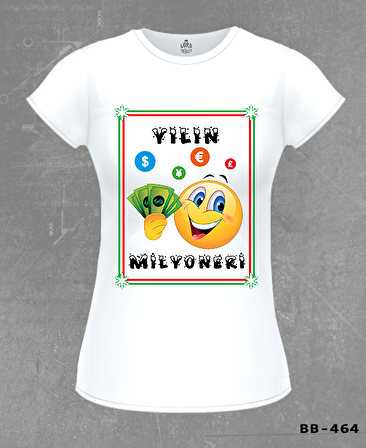 Yılın Milyoneri Beyaz Bayan Tshirt
