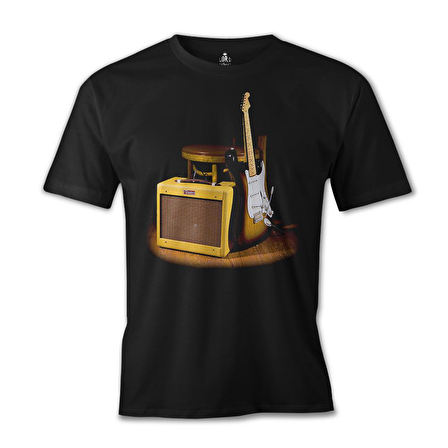 Fender and the Rock 'n Roll Siyah Erkek Tshirt