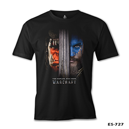 Warcraft - Two Worlds One Home Siyah Erkek Tshirt