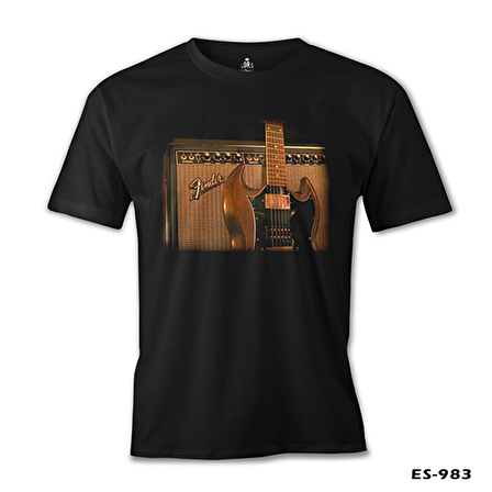 Gitar - Fender 2 Siyah Erkek Tshirt