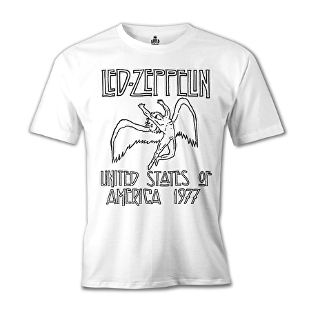 Led Zeppelin - 1977 Beyaz Erkek Tshirt