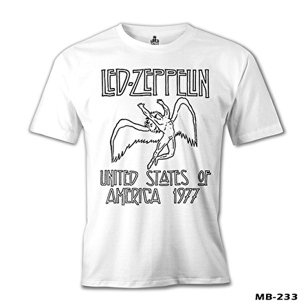 Led Zeppelin - 1977 Beyaz Erkek Tshirt