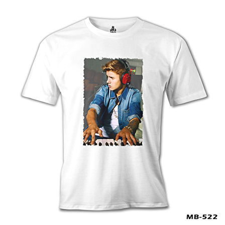 Justin Bieber - Board Beyaz Erkek Tshirt