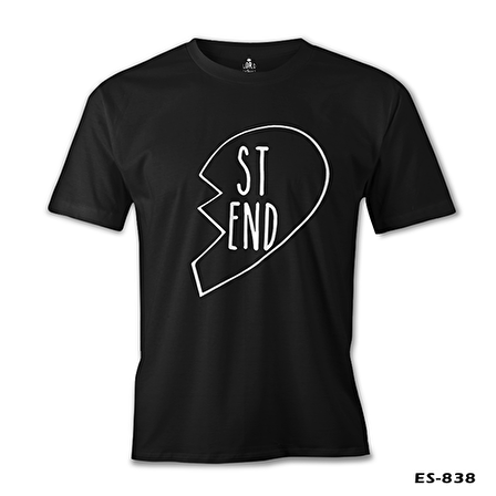 Best Friends Kalp 1/2 - 2 Siyah Erkek Tshirt
