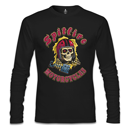 Motosiklet - Spitfire Siyah Erkek Sweatshirt