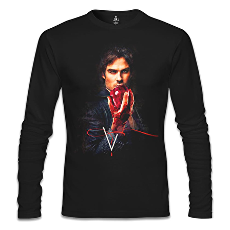 Vampire Diaries - Damon Siyah Erkek Sweatshirt