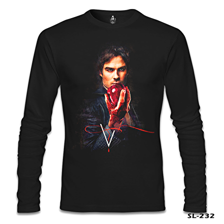 Vampire Diaries - Damon Siyah Erkek Sweatshirt