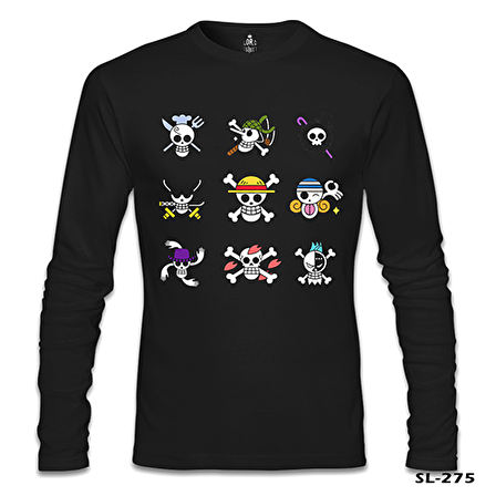 One Piece - Character Flags Siyah Erkek Sweatshirt