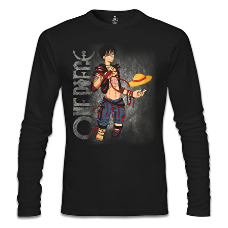 One Piece - Luffy Siyah Erkek Sweatshirt