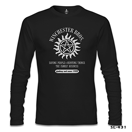 Supernatural - Winchester Bros. Siyah Erkek Sweatshirt