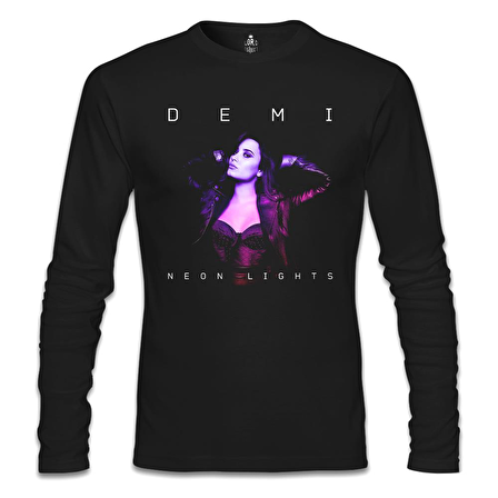 Demi Lovato - Neon Lights Siyah Erkek Sweatshirt