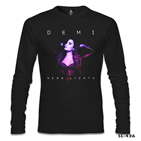 Demi Lovato - Neon Lights Siyah Erkek Sweatshirt