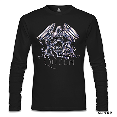 Queen Logo Siyah Erkek Sweatshirt