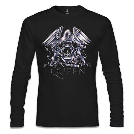 Queen Logo Siyah Erkek Sweatshirt