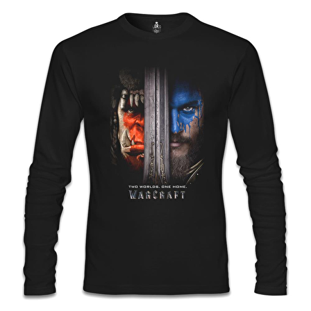 Warcraft - Two Worlds One Home Siyah Erkek Sweatshirt