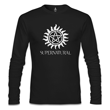 Supernatural Logo Siyah Erkek Sweatshirt