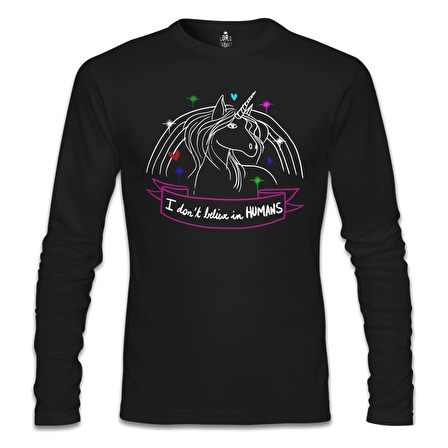 Unicorn - I Don't Believe in Humans Siyah Erkek Sweatshirt