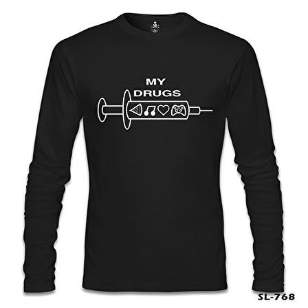 My Drugs Siyah Erkek Sweatshirt