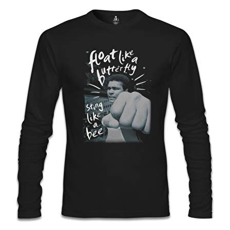 Muhammad Ali - Float Like a Butterfly Siyah Erkek Sweatshirt