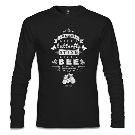 Muhammad Ali - Sting Like a Bee Siyah Erkek Sweatshirt