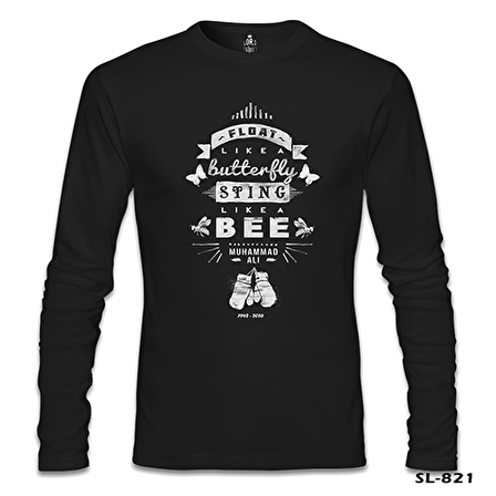 Muhammad Ali - Sting Like a Bee Siyah Erkek Sweatshirt