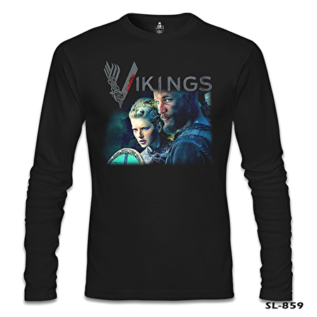 Vikings - Ragnar & Lagertha Siyah Erkek Sweatshirt