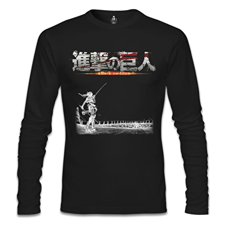 Attack on Titan  Siyah Erkek Sweatshirt