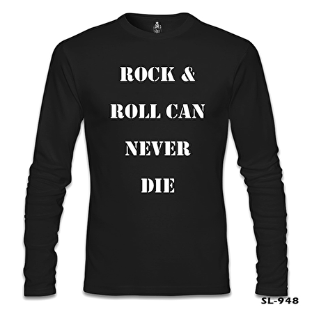 Rock & Roll Can Never Die Siyah Erkek Sweatshirt