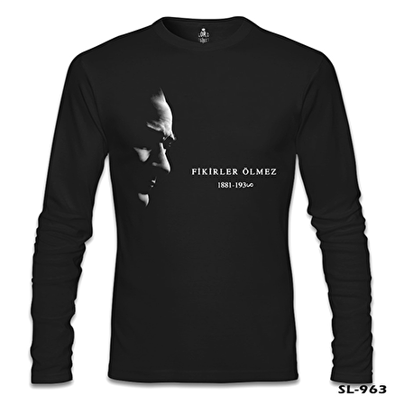 Atatürk - Fikirler Ölmez Siyah Erkek Sweatshirt