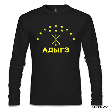 Adige Bayrağı- Kafkasya Çerkes Siyah Erkek Sweatshirt