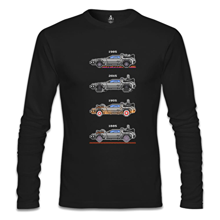 Back to the Future - Kronoloji Siyah Erkek Sweatshirt
