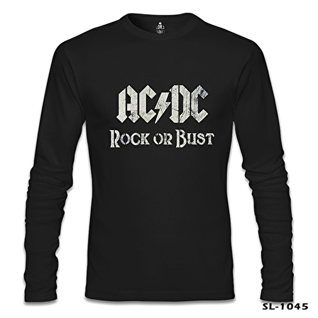 AC DC - Rock or Bust Logo Siyah Erkek Sweatshirt