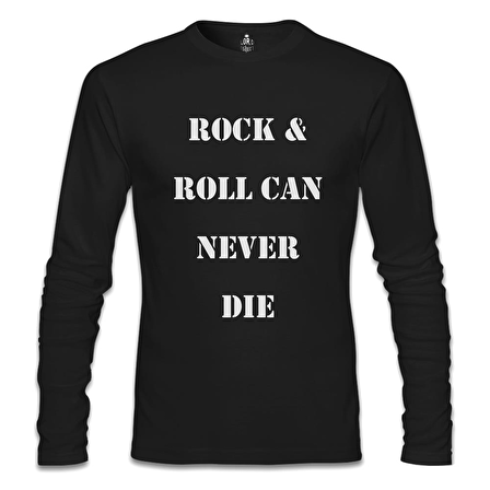 Rock & Roll Never Die Siyah Erkek Sweatshirt