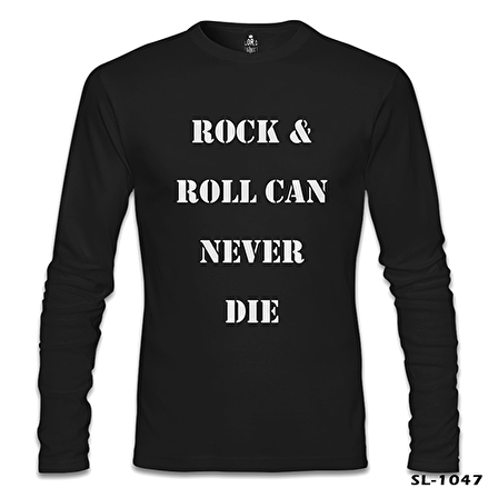 Rock & Roll Never Die Siyah Erkek Sweatshirt