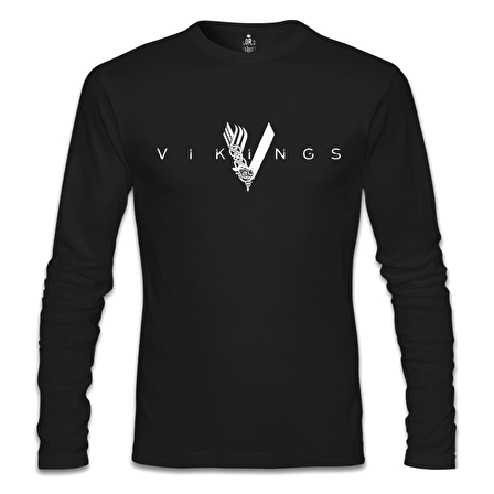Vikings - Logo Siyah Erkek Sweatshirt