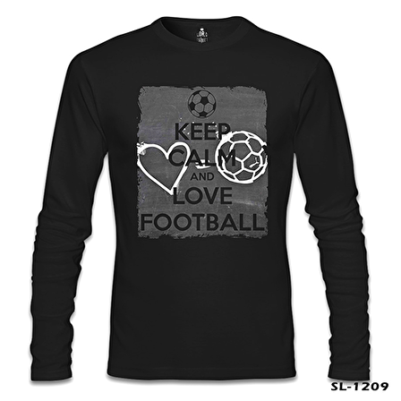 Keep Calm and Love Football Siyah Erkek Sweatshirt
