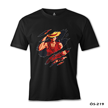 One Piece - Luffy Straw Hat 3 Siyah Erkek Tshirt
