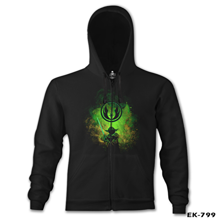 Star Wars - Yoda Siyah Erkek Kapşonlu