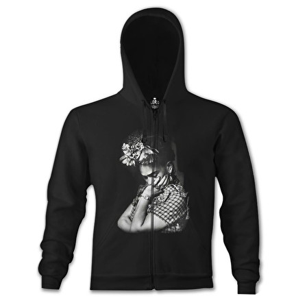 Frida Kahlo Siyah Erkek Kapşonlu