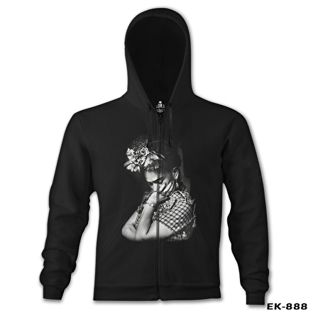 Frida Kahlo Siyah Erkek Kapşonlu