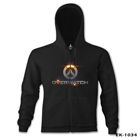 Overwatch - Logo Siyah Erkek Kapşonlu