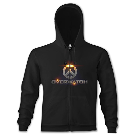 Overwatch - Logo Siyah Erkek Kapşonlu