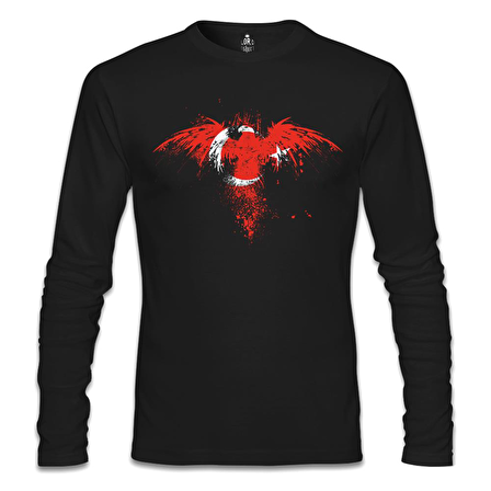 Kartal Ay Yıldız Siyah Erkek Sweatshirt